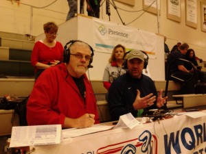 Jim Muir, left, and T.J. Wheeler cover the Friday night semi-final game from Danville - the game before Tom Wheeler is called on to "carry the mail."