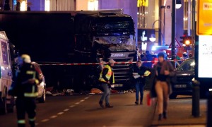 The scene in the streets of Berlin after a terrorist attack on a Christmas market 