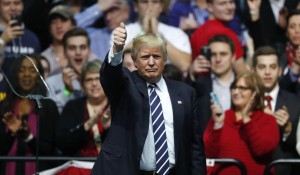 Trump at a victory rally after the election.  (Washington Times photo)