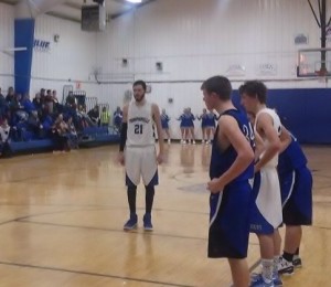 6' 7" sophomore Center Anthoney Darge steps to the free throw line last night for the Tigers 