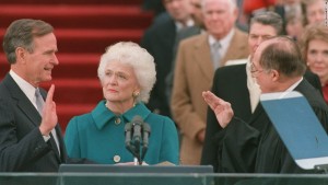 Former president George Bush and former first lady Barbara Bush..