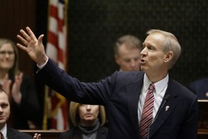 Governor Bruce Rauner during yesterday's state of the state address 