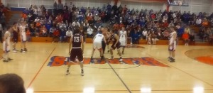 Jamie Lance and Jared Curry get ready to tip it up in Tuesday night's game where S-V won 85-81 in OT 