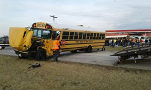 The Teutopolis bus that was involved in the accident on the way to a boy's basketball game last night. Only five received minor injuries. (Stan Polanski- Shelbyville -Daily Union)