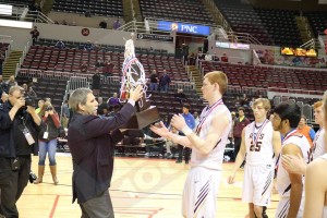 The Golden Aces receiving their 2nd Place trophy at the Class 2A state tournament. WSJD-FM photo 