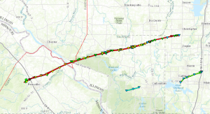 Track of the Perryville to Mulkeytown tornado that caused some considerable damage on the west side of the county. (NWS image)