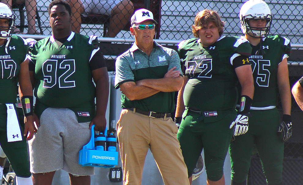 Coach Rhoads on the sidelines in the 2016 season in a game against Robert Morris-Peoria