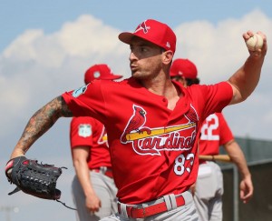 Cardinal lefthander Ryan Sheriff who pitcher Adam Wainwright rented a vehicle for to get back and forth to the spring training complex.  (Chris Lee-  St. Louis post dispatch photo)  