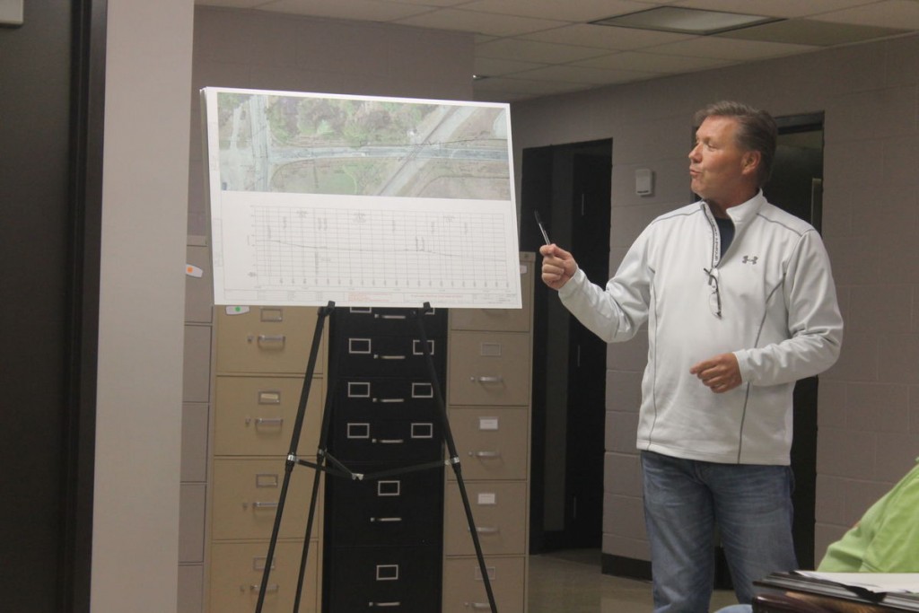 Engineer Rodney Potts discusses the widening project of Wastena Street from South Main to South McLeansboro (William McPherson Gazette Photo)