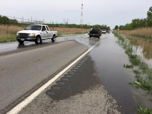 Several roads were flooded throughout the county. This is Route 37 just south of West Frankfort before it was closed for several hours. (WSIL image)